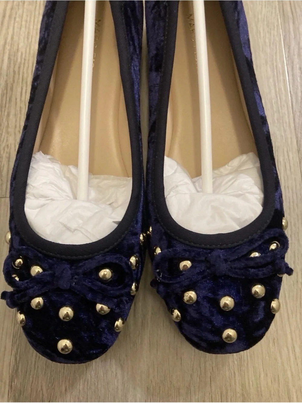 Marc Fisher Navy Velvet Studded Ballet Flats